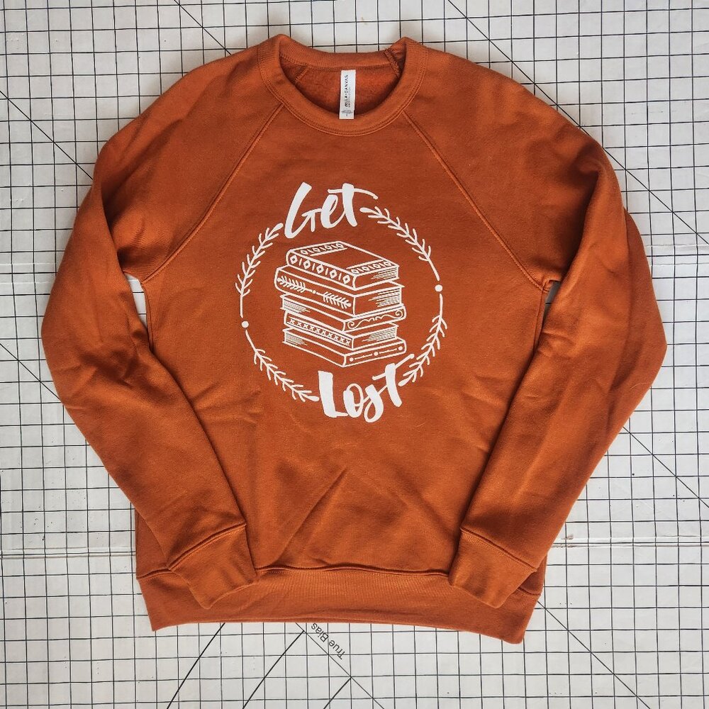 Bella Canvas Book Lover Sponge Fleece Cozy Screen Printed Sweatshirt Size S NWOT
